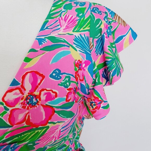 Lilly Pulitzer Women’s Verona Flutter Sleeve Maxi Dress Havana Pink Size 4 - Picture 8 of 14